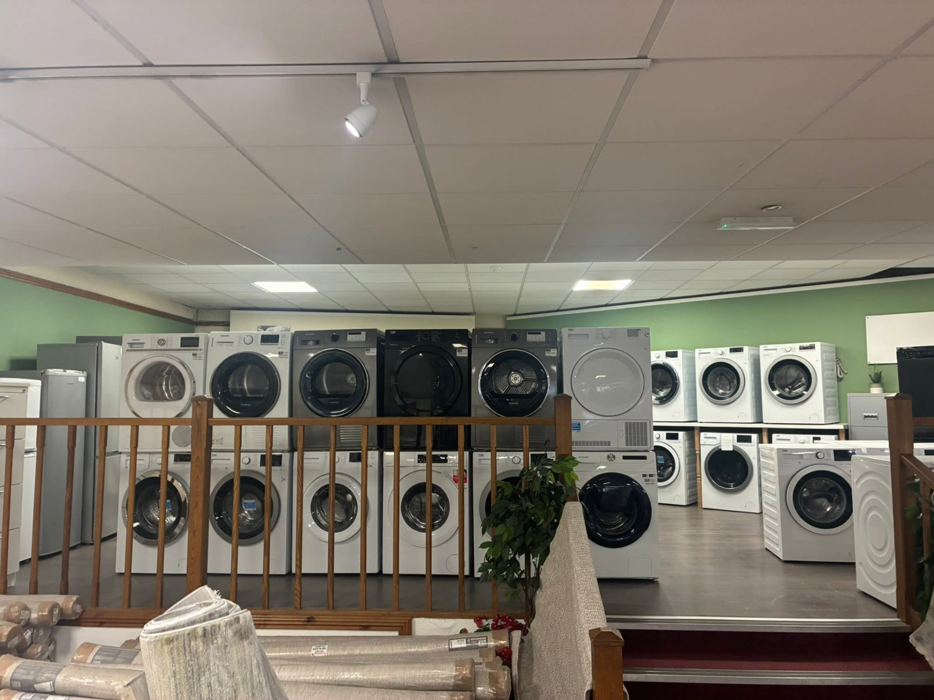 Washing machines and appliances lined up inside Smart Mart